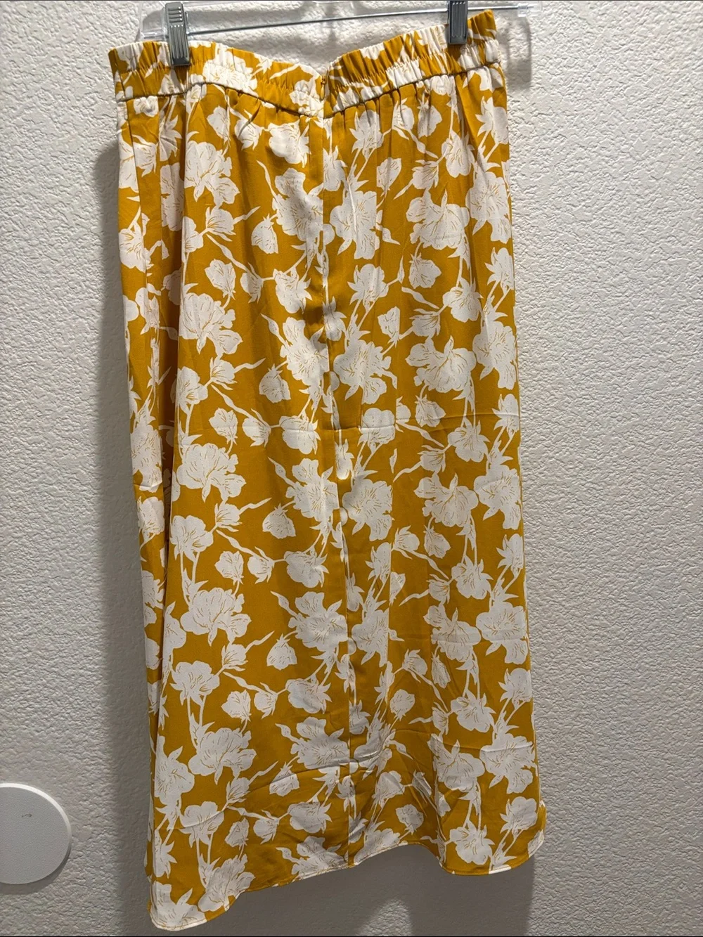 High-Low Floral Midi Skirt in Mustard Yellow